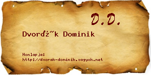 Dvorák Dominik névjegykártya